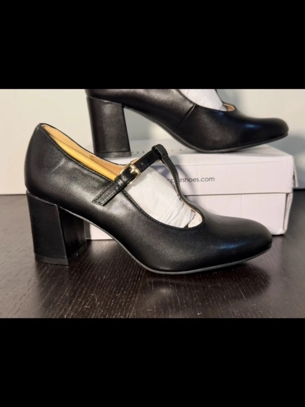 Dream Pairs Chunky Block Heel T-Strap Mary Jane Pumps Shoes Black Womans 7.5
